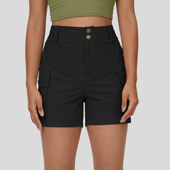 HALARA Pants - 140.- High Waisted Button Zipper Flap Pocket Casual Cargo Shorts 5''